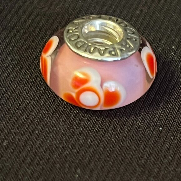 Pandora Jewelry - Pandora “Flowers For You” Murano Glass Charm – Pink Floral – ALE S925 – Retired